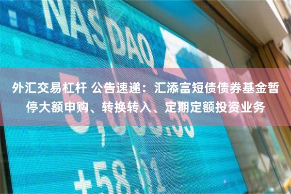 外汇交易杠杆 公告速递：汇添富短债债券基金暂停大额申购、转换转入、定期定额投资业务
