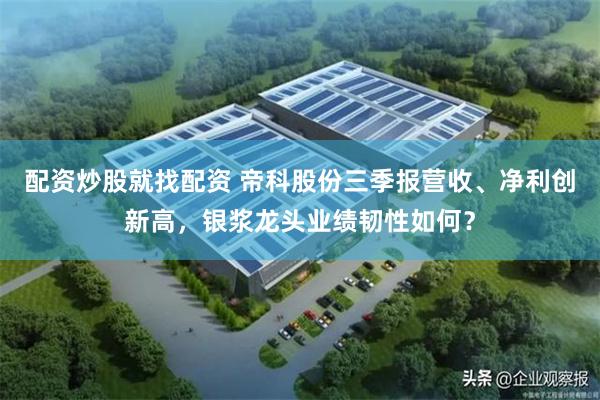 配资炒股就找配资 帝科股份三季报营收、净利创新高，银浆龙头业绩韧性如何？