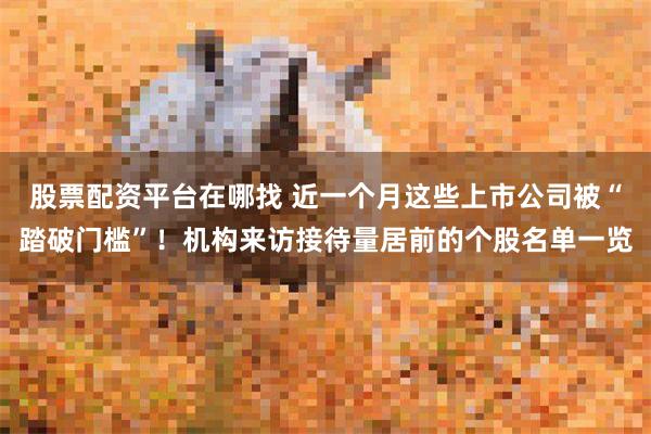 股票配资平台在哪找 近一个月这些上市公司被“踏破门槛”！机构来访接待量居前的个股名单一览