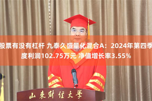 股票有没有杠杆 九泰久盛量化混合A：2024年第四季度利润102.75万元 净值增长率3.55%