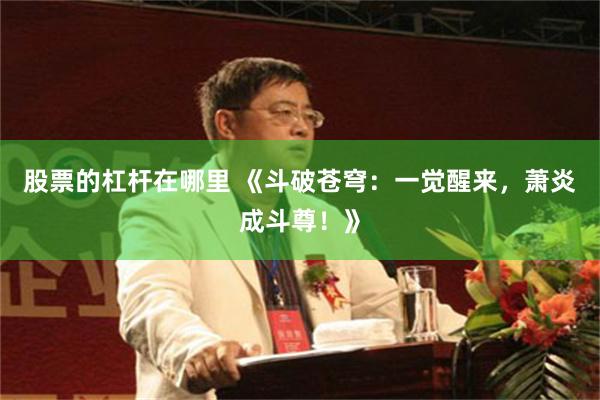 股票的杠杆在哪里 《斗破苍穹：一觉醒来，萧炎成斗尊！》